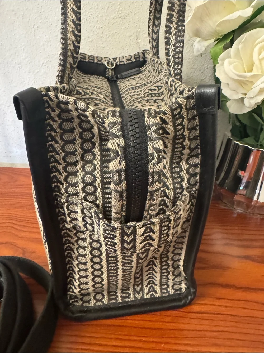 Marc Jacobs Black and Cream 'The Tote Bag' Canvas Tote